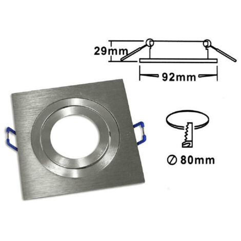 Douille De Spot Encastrée Gu10 Spot Carré Acier Douille De Lampe Réglable P3 Argent (1/2)