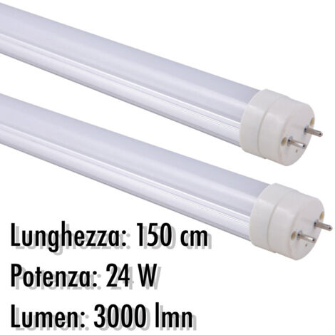 Tubo Neon Led T8 24 Watt 3000 Lmn Avec Opaca Coperture De 150 Cm Bianca Light