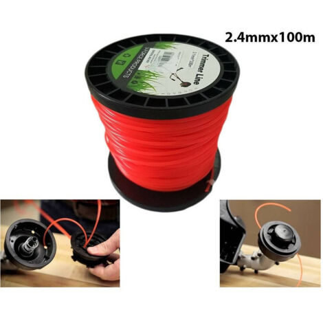 Fil De Débroussailleuse Rond 2,4 Mm Bobine De 100 Mt Câble De Tondeuse à Gazon écheveau Rouge