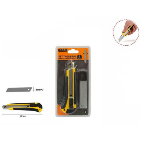 Cutter Cutter Avec Lame De 18 Mm Guide Bloc Arrêt Poignée Antidérapante 71074 (1/2)