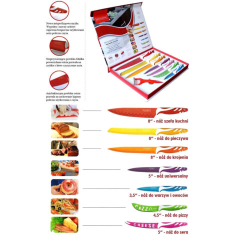 Set 7 Couteaux De Cuisine Colorés En Céramique Et En Pellicule