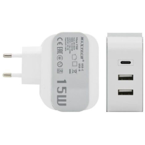 Caricateur Parete Casa Doppia Usb 1x Usb-c Type-c Ricarica 15w 3a Ca-s049 (1/3)