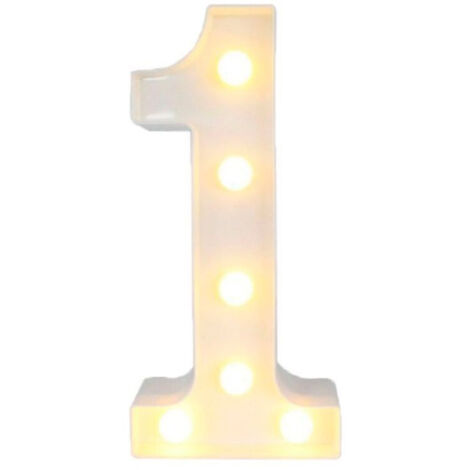 Numero 1 Luminoso Con Luci Led A Batteria Decorazioni Per La Casa Dim. 22 Cm (1/2)