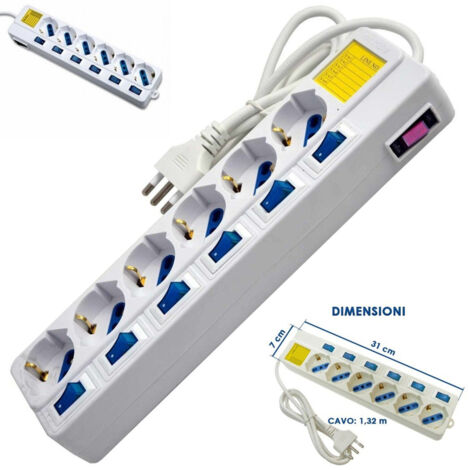 Multipres 6 Postes Schuko Bipass 10-16a With 7 Interruter Protection Children (1/4)