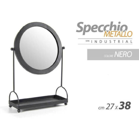 Miroir De Table En Métal Noir Table De Maquillage Pour Salle De Bain 27x38cm 782237 (1/2)