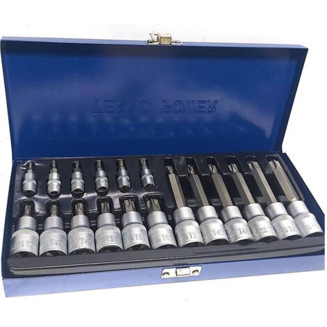 Jeu D'embouts De Clé 19 Pièces Clés Torx 1/4" 1/2" En Coffret (1/5)