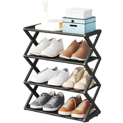 Support à Chaussures Forme X Support à Chaussures Multifonctionnel En Acier Détachable Noir (1/4)