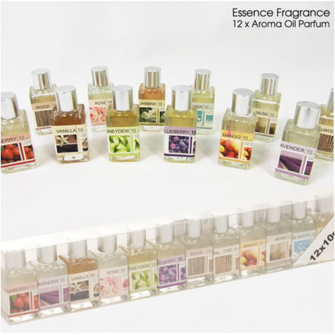 Lot De 12 Huiles D'ambiance 10ml Assorties Pour Brûleur
