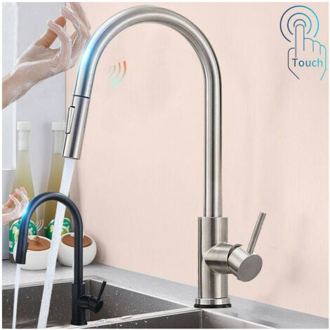 Robinet D'évier De Cuisine Monocommande Avec Capteur Tactile Et Douchette Extractible (1/5)