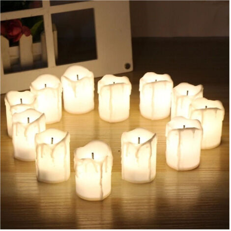 Lot De 12 Bougies En Cire Artificielle Avec Flamme Led Pour Décoration (1/4)