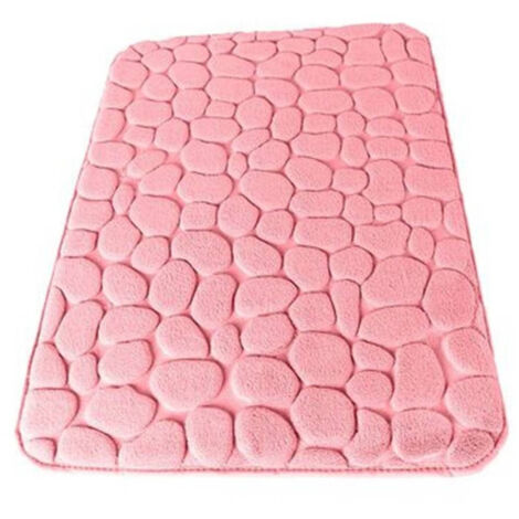 Tapis De Bain En Tissu Effet Pierre 45 X 75cm Rose 69976 (1/2)