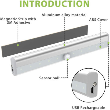 Lampe Murale à Induction 10led Avec Détecteur De Mouvement Pour Armoires Q-led100 (1/5)