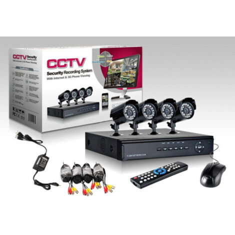 Kit De Surveillance Vidéo Ccd Dvr 4 Canaux Caméra Infrarouge Ir 24 Led Lan 3g