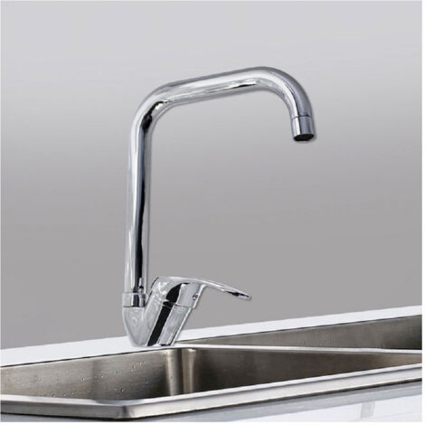 Robinet D'évier De Cuisine Avec Bec Carré Haut Robinet Mélangeur Orientable 69204 (1/2)