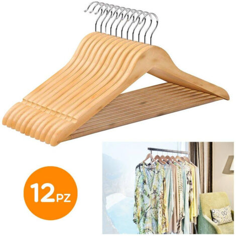 Set De 12 Cintres En Bois Cintres Pour Vêtements Penderie Home Shop (1/3)