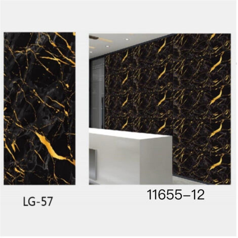 Trade Shop Traesio – Panneau décoratif mural adhésif effet marbre noir avec finition dorée – Résistant à l'eau et à la chaleur – 300 x 60 cm pour salle de bains