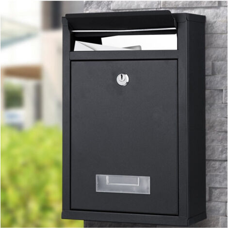 Boîte Aux Lettres Murale En Acier Boîte Aux Lettres Externe Avec Clé Noir (1/4)