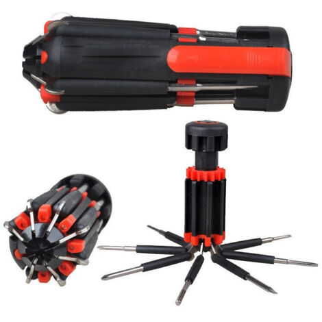 Tournevis Multifonction Portable 8 En 1 Avec Torche 6 Led Outils Lumineux (1/4)
