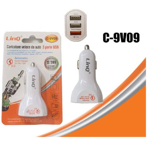 Chargeur De Voiture Chargeur Rapide 3 Ports Usb 12/24v 25w C-9v09 (1/2)