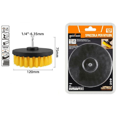 Brosse En Nylon 120mm 1/4" Accessoire Pour Perceuse Rotative Pour Nettoyage électrique 57240 (1/2)