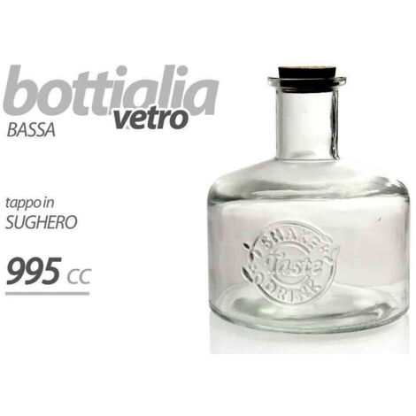 Bouteille Basse En Verre Avec Bouchon En Liège Pour Bonbons De Fête 995 Cc Décorée 728280 (1/2)