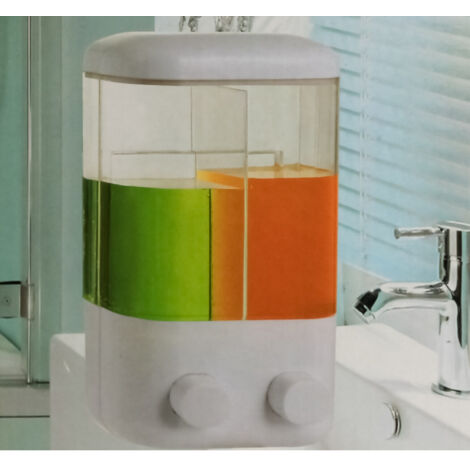 Double Distributeur De Savon Liquide 760ml Distributeur Mural Salle De Bain (1/2)