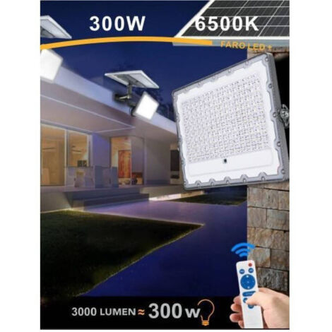 Faro Led 300 Watt Crepuscolare Pannello Energia Solare Telecomando Ip65 Sl-300w (1/5)
