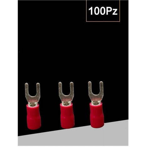 Définir 100 Pcs Fourchettes De Sertissage Pour Câbles 0.5-1.5 Mm² Isolé Sv1.25-4 Rouge (1/3)