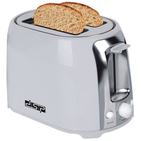 Grille-pain 2 Tranches 750 W 6 Niveaux Fonction Décongélation Toast Blanc (1/5)