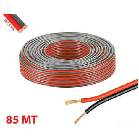 Câble Audio Bipolaire Skein 85mt Pour Les Haut-parleurs Rouge Et Noir De Plante Stéréo 2x2.5 Mm (1/2)
