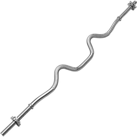 Barre Curl Ondulée De 120 Cm Avec Disque D'arrêt Pour L'haltérophilie (1/5)