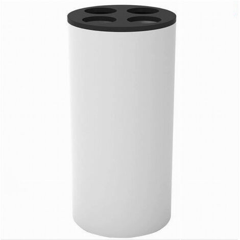 Bicchiere Porta Spazzolini 4 Fori Bianco Nero In Plastica Accessorio Bagno 69773 (1/2)