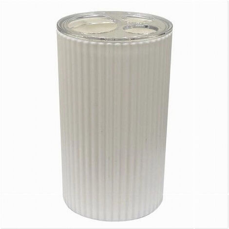 Portaspazzolini Bicchiere Accessorio Per Arredo Bagno Bianco Rigato 3 Fori 79162 (1/5)