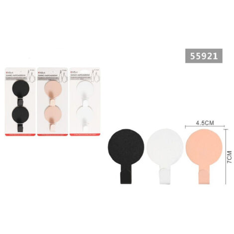 Lot De 2 Crochets Autocollants Mural Rond Maison Cuisine Salle De Bain 4,5x7cm 55921 (1/2)
