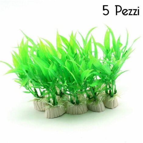 Set 5 Plantes 12 Cm Plantes Artificielles Pour Aquarium Plastique Vert Faux Plantes (1/4)