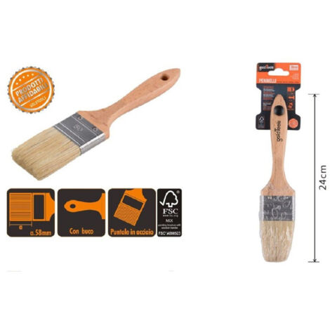 Pennello Piatto 24 Cm Manico In Legno Setole Morbide For Vernice 90205 (1/3)