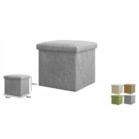 Pouf Rembourré Pouf Conteneur Avec Siège En Tissu 38 X 38 X 35cm 69587 (1/3)