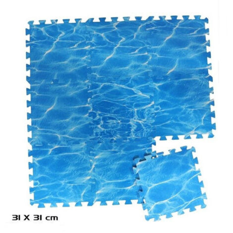 Set 9 Pz Piastrella Design Acqua 31x31x1cm Puzzi Eva Piscina Protection 980197 (1/2)