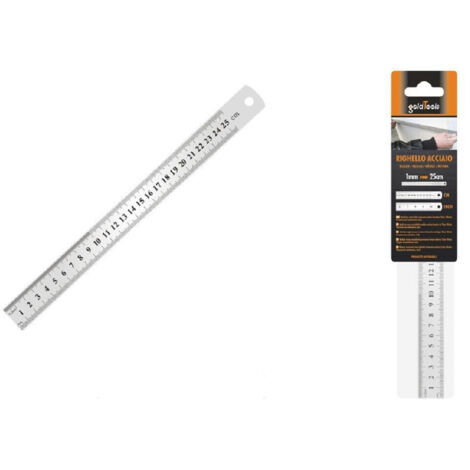 Metro Righello In Acciaio Inox Metalla 1 Mm A 25 Cm Riga Segnatura Cm Inch 97763 (1/2)