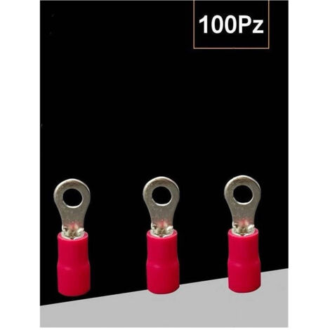 Set 100pz Capicorda Terminale Ad Occhiello Isolato Per Cavi 4 A 6 Mm² M6 Rv5.5-6 Rouge (1/3)