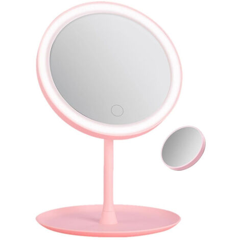 Specchio per il trucco con luce, ricaricabile tramite USB, 3 modalità