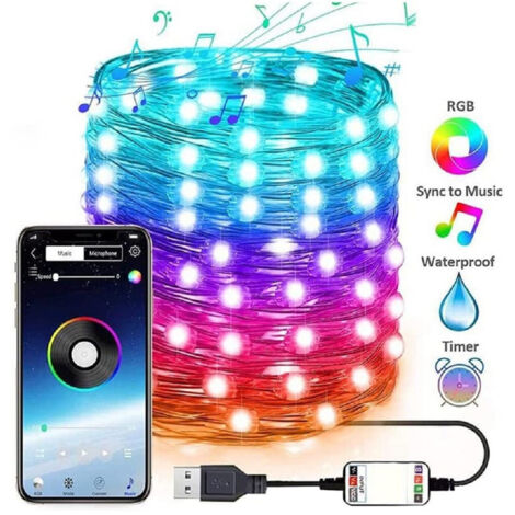 Lumières De Sapin De Noël à Led Usb Bluetooth App Interne Avec Télécommande 5 Mt 50 Led (1/5)