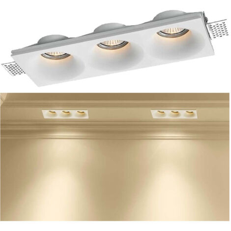 Porta Faretto In Gesso A Scomparsa 3 Led Fori Da Incasso Soffitto Verniciabile (1/5)