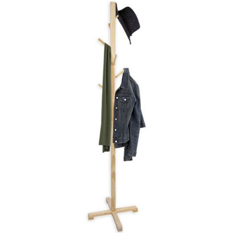 Attaccapanni Appendiabiti In Legno Natura 6 Ganci 45x45x176cm (1/2)