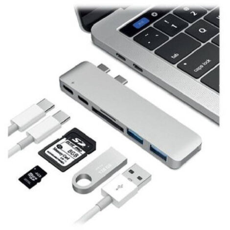 Docking Station Thunderbolt Hd Pour Macbook 2xtype-c 7in1 Usb 3.0 Hub 4k Dthd-01 (1/3)