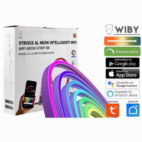 Striscia Led Neon Flex Rgb Intelligente 5metri 36w App Wifi Ls-wifitd-rgbic-neon (1/5)