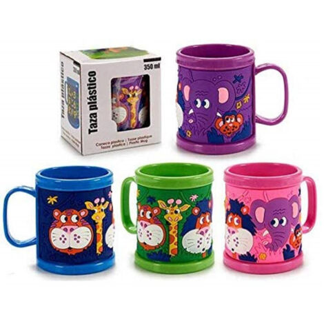 Gobelet En Plastique Avec Anse Pour Enfants Et Garçons, Motif Animaux, 350 Ml, Coloré