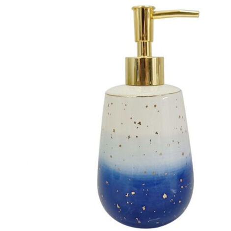 Distributeur De Savon Liquide Blanc Bleu Lavabo Accessoires De Salle De Bain 79966 (1/2)