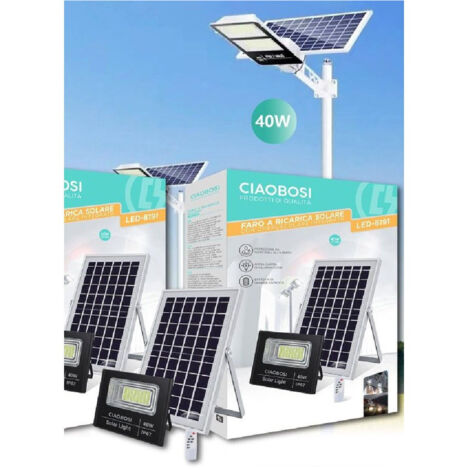 Spot Led Panneau Solaire Photovoltaique Ip67 40 W Avec Telecommande Led-8191 (1/2)