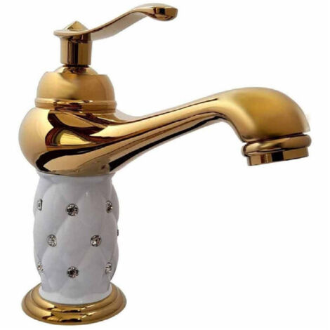 Rubinetto Di Lavabo Con Brillantini Miscelatore Bagno Monofor Oro Basso 52149 (1/5)